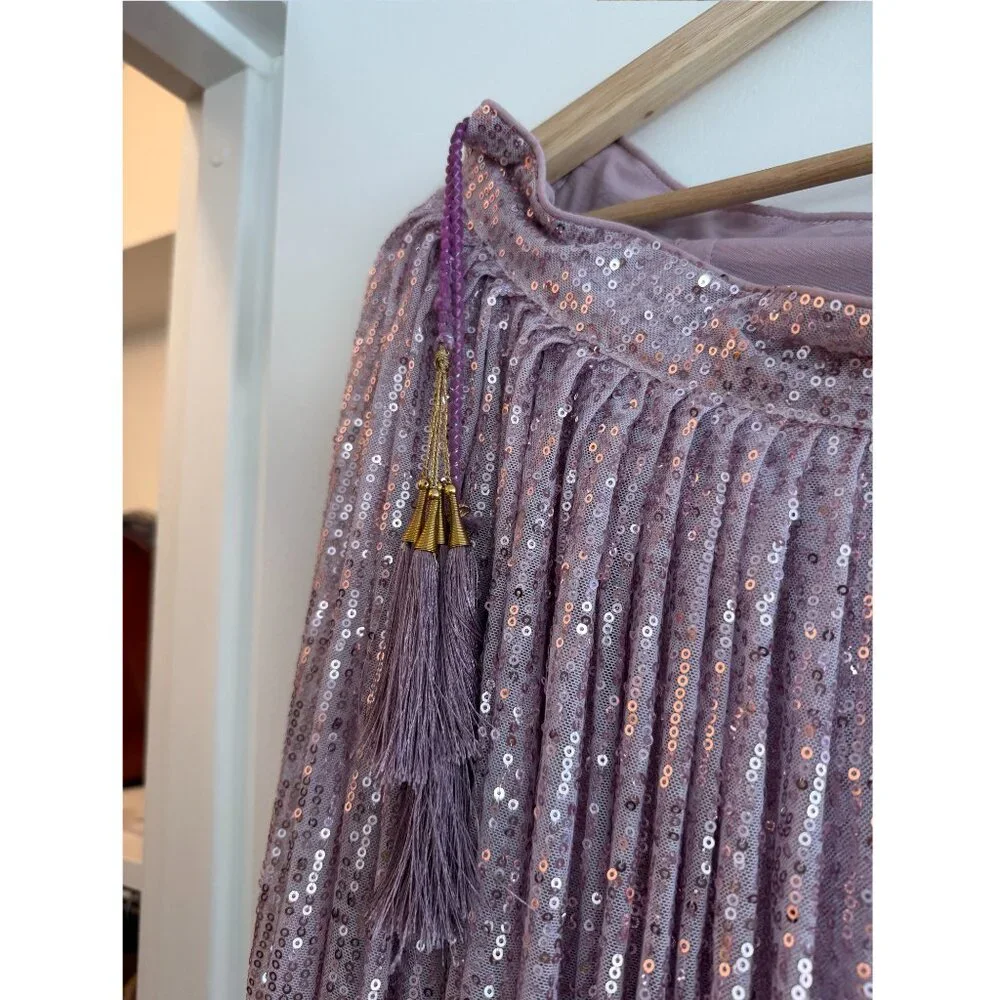 Lavender Sequins Lehenga with Shimmer Attached Dupatta - Picture 6 of 12